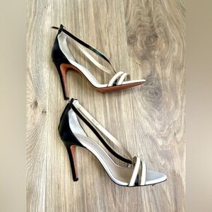 Grigiarancio Leather Black Gold White Strappy Spiked Heel Zip Back heels 7.5
